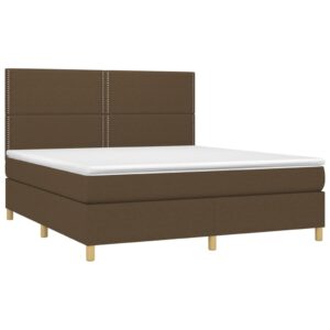 Κρεβάτι Boxspring με Στρώμα Σκούρο Καφέ 160x200 εκ Υφασμάτινο