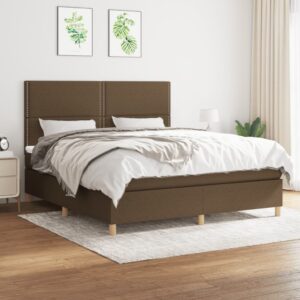 Κρεβάτι Boxspring με Στρώμα Σκούρο Καφέ 160x200 εκ Υφασμάτινο