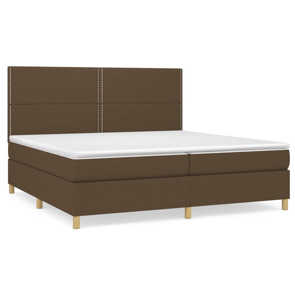 Κρεβάτι Boxspring με Στρώμα Σκούρο Καφέ 200x200 εκ. Υφασμάτινο