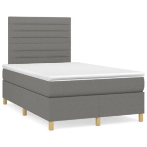 Κρεβάτι Boxspring με Στρώμα Σκούρο Γκρι 120x200 εκ. Υφασμάτινο