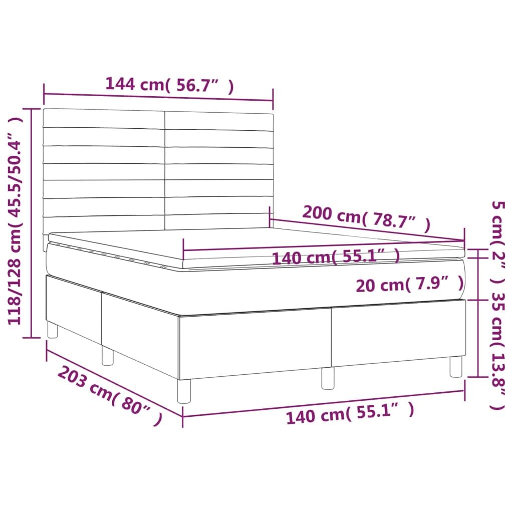 Κρεβάτι Boxspring με Στρώμα Πράσινο 140x200 εκ.Υφασμάτινο