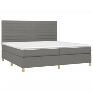 Κρεβάτι Boxspring με Στρώμα Σκούρο Γκρι 200x200 εκ. Υφασμάτινο