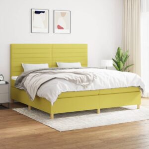 Κρεβάτι Boxspring με Στρώμα Πράσινο 200x200 εκ. Υφασμάτινο