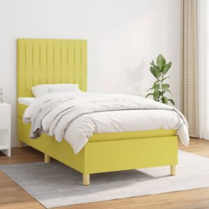 Κρεβάτι Boxspring με Στρώμα Πράσινο 80 x 200 εκ. Υφασμάτινο