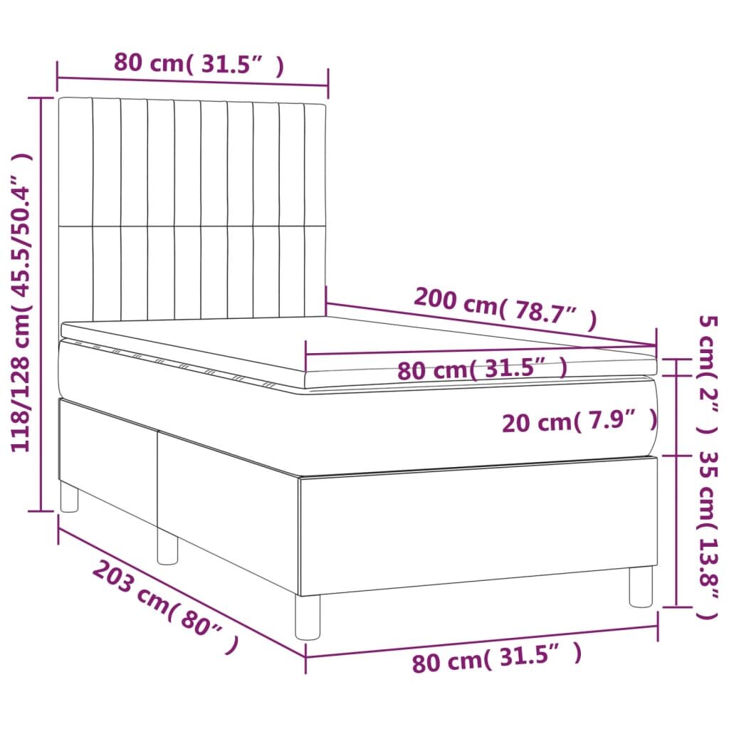 Κρεβάτι Boxspring με Στρώμα Πράσινο 80 x 200 εκ. Υφασμάτινο