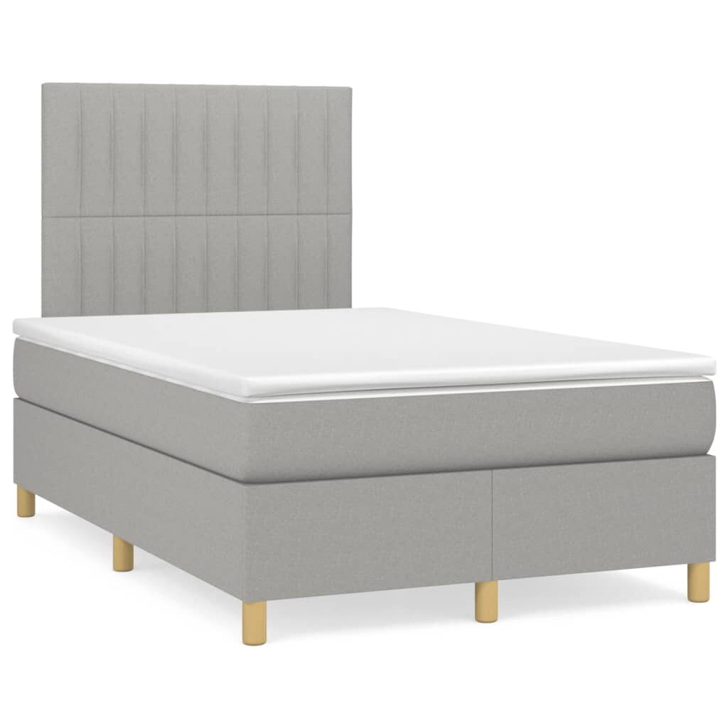 Κρεβάτι Boxspring με Στρώμα Ανοιχτό Γκρι 120x200 εκ. Υφασμάτινο