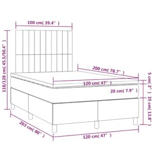 Κρεβάτι Boxspring με Στρώμα Taupe 120x200 εκ. Υφασμάτινο