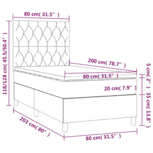 Κρεβάτι Boxspring με Στρώμα Κρεμ 80 x 200 εκ. Υφασμάτινο