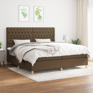 Κρεβάτι Boxspring με Στρώμα Σκούρο Καφέ 200x200 εκ. Υφασμάτινο