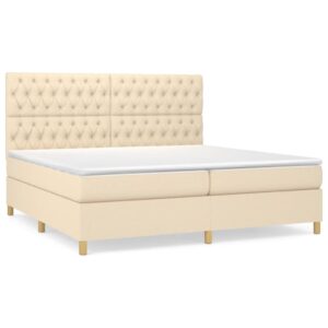 Κρεβάτι Boxspring με Στρώμα Κρεμ 200x200 εκ. Υφασμάτινο