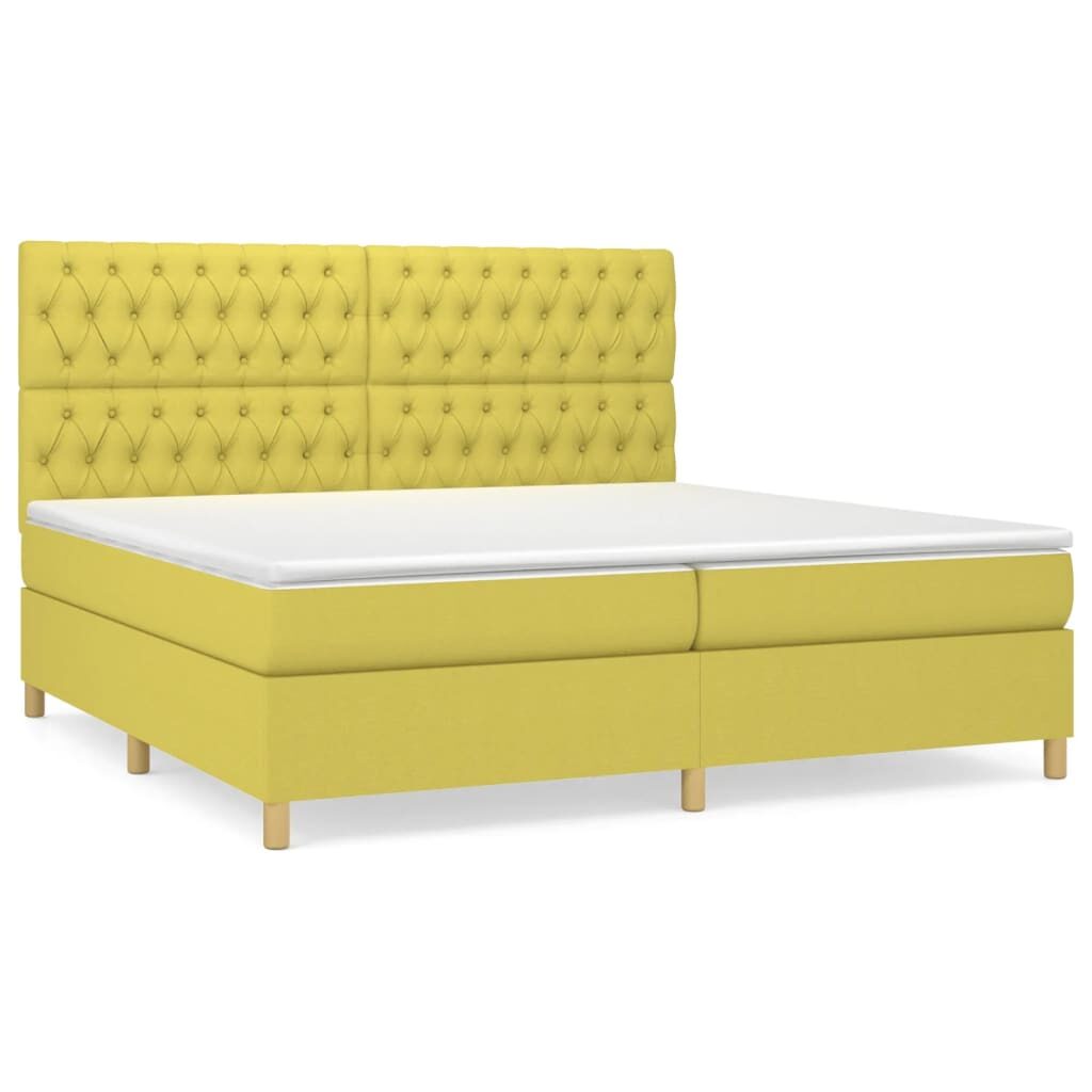 Κρεβάτι Boxspring με Στρώμα Πράσινο 200x200 εκ. Υφασμάτινο