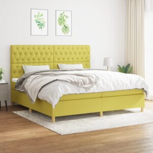 Κρεβάτι Boxspring με Στρώμα Πράσινο 200x200 εκ. Υφασμάτινο