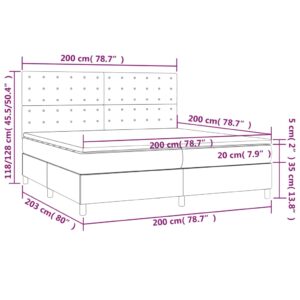 Κρεβάτι Boxspring με Στρώμα Taupe 200x200 εκ. Υφασμάτινο