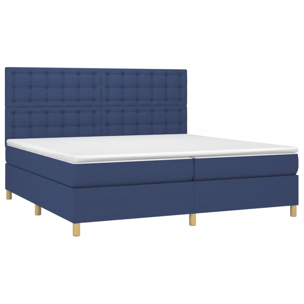 Κρεβάτι Boxspring με Στρώμα Μπλε 200x200 εκ. Υφασμάτινο