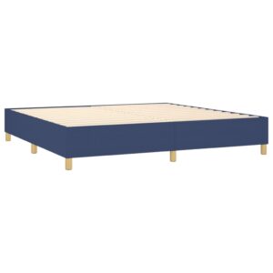 Κρεβάτι Boxspring με Στρώμα Μπλε 200x200 εκ. Υφασμάτινο