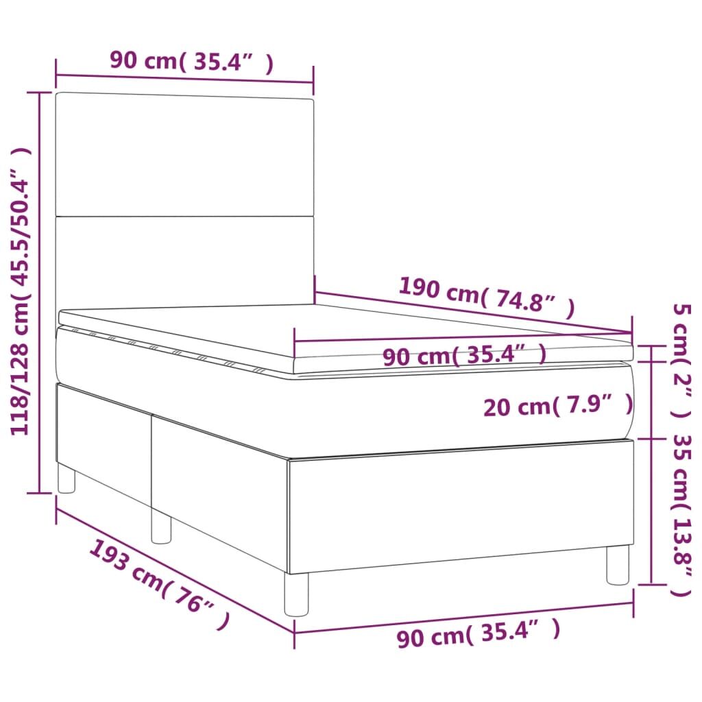 Κρεβάτι Boxspring με Στρώμα Κρεμ 90x190 εκ. από Συνθετικό Δέρμα