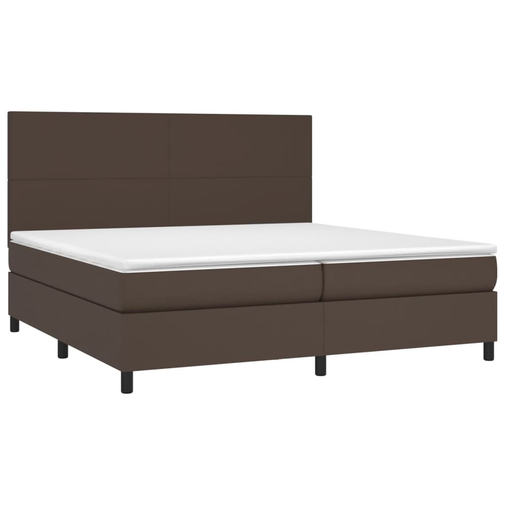 Κρεβάτι Boxspring με Στρώμα Καφέ 200x200 εκ. Συνθετικό Δέρμα