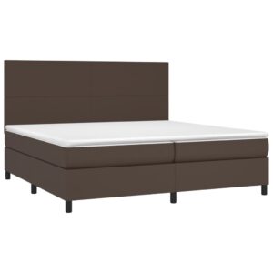 Κρεβάτι Boxspring με Στρώμα Καφέ 200x200 εκ. Συνθετικό Δέρμα