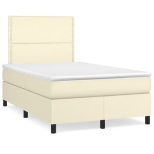 Κρεβάτι Boxspring με Στρώμα Κρεμ 120x200εκ. από Συνθετικό Δέρμα