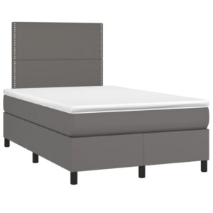 Κρεβάτι Boxspring με Στρώμα Γκρι 120x200εκ. από Συνθετικό Δέρμα