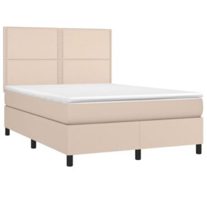 Κρεβάτι Boxspring με Στρώμα Καπουτσίνο 140x200εκ.από Συνθ.Δέρμα