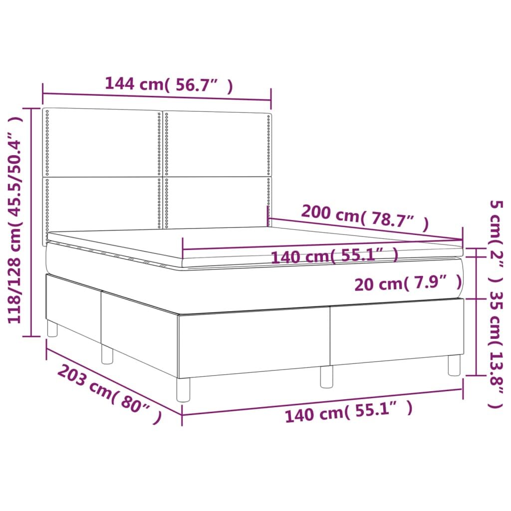 Κρεβάτι Boxspring με Στρώμα Καπουτσίνο 140x200εκ.από Συνθ.Δέρμα