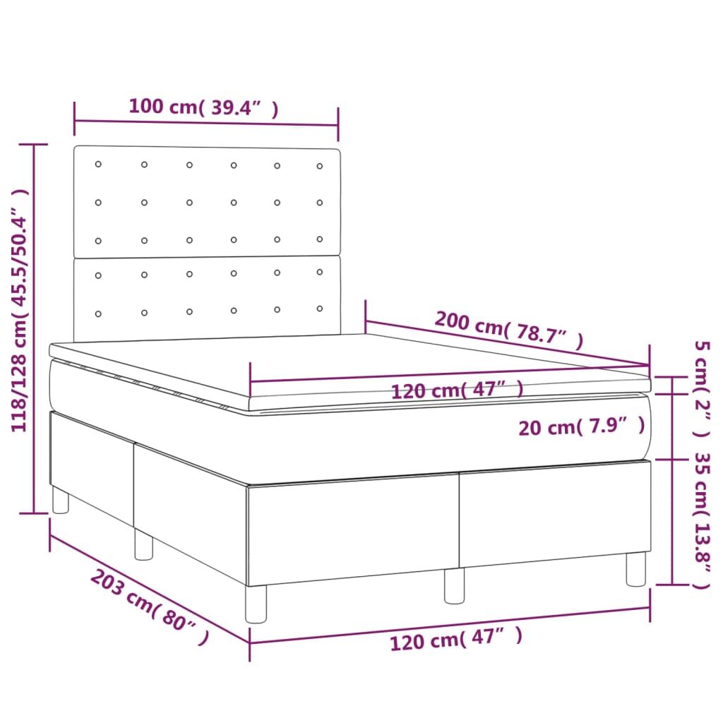 Κρεβάτι Boxspring με Στρώμα Κρεμ 120x200εκ. από Συνθετικό Δέρμα