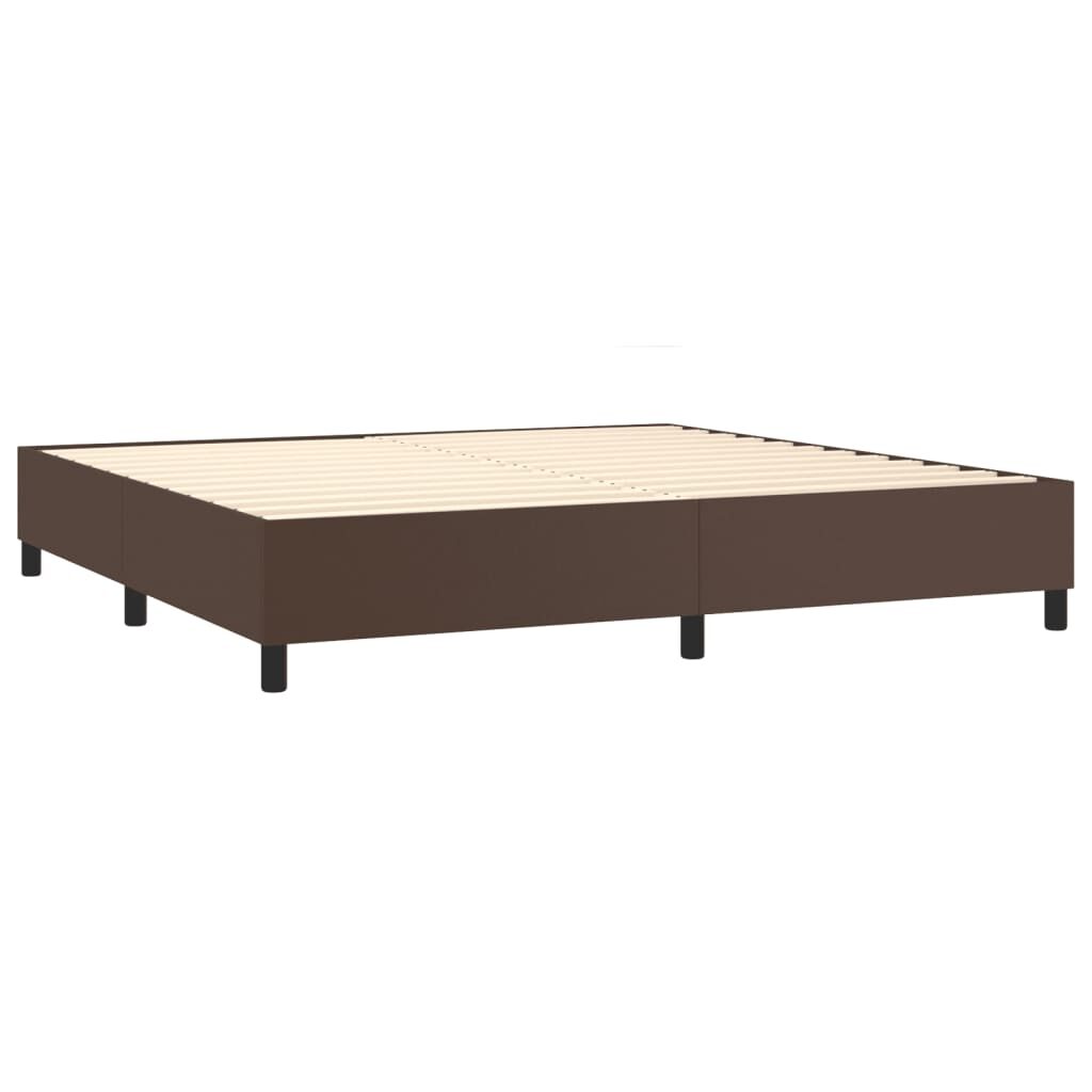 Κρεβάτι Boxspring με Στρώμα Καφέ 200x200 εκ. Συνθετικό Δέρμα