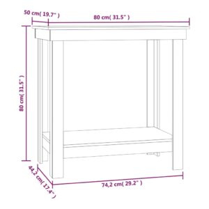 Πάγκος Εργασίας Μαύρος 80x50x80 εκ. από Μασίφ Ξύλο Πεύκου