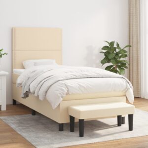 Κρεβάτι Boxspring με Στρώμα Κρεμ 80 x 200 εκ. Υφασμάτινο