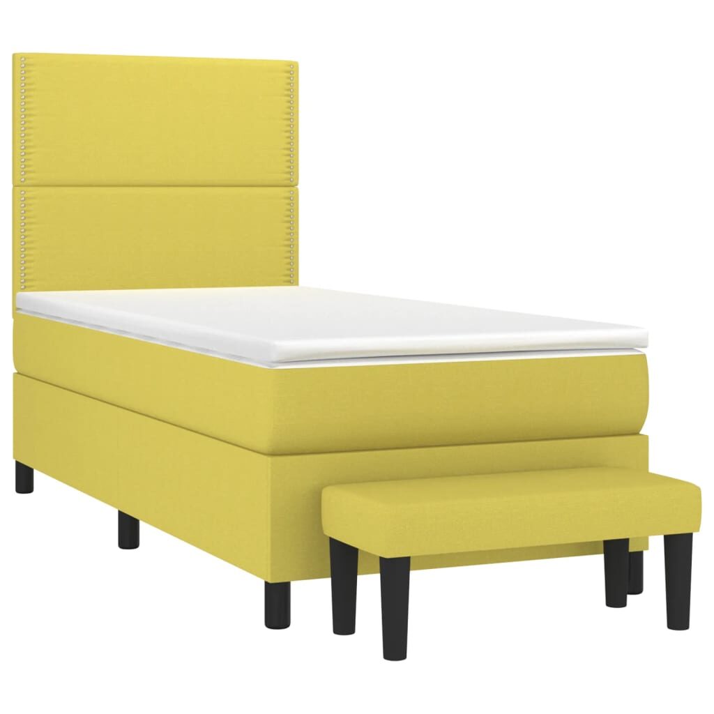 Κρεβάτι Boxspring με Στρώμα Ανοιχτό Πράσινο 90x190εκ Υφασμάτινο