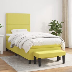 Κρεβάτι Boxspring με Στρώμα Ανοιχτό Πράσινο 90x190εκ Υφασμάτινο