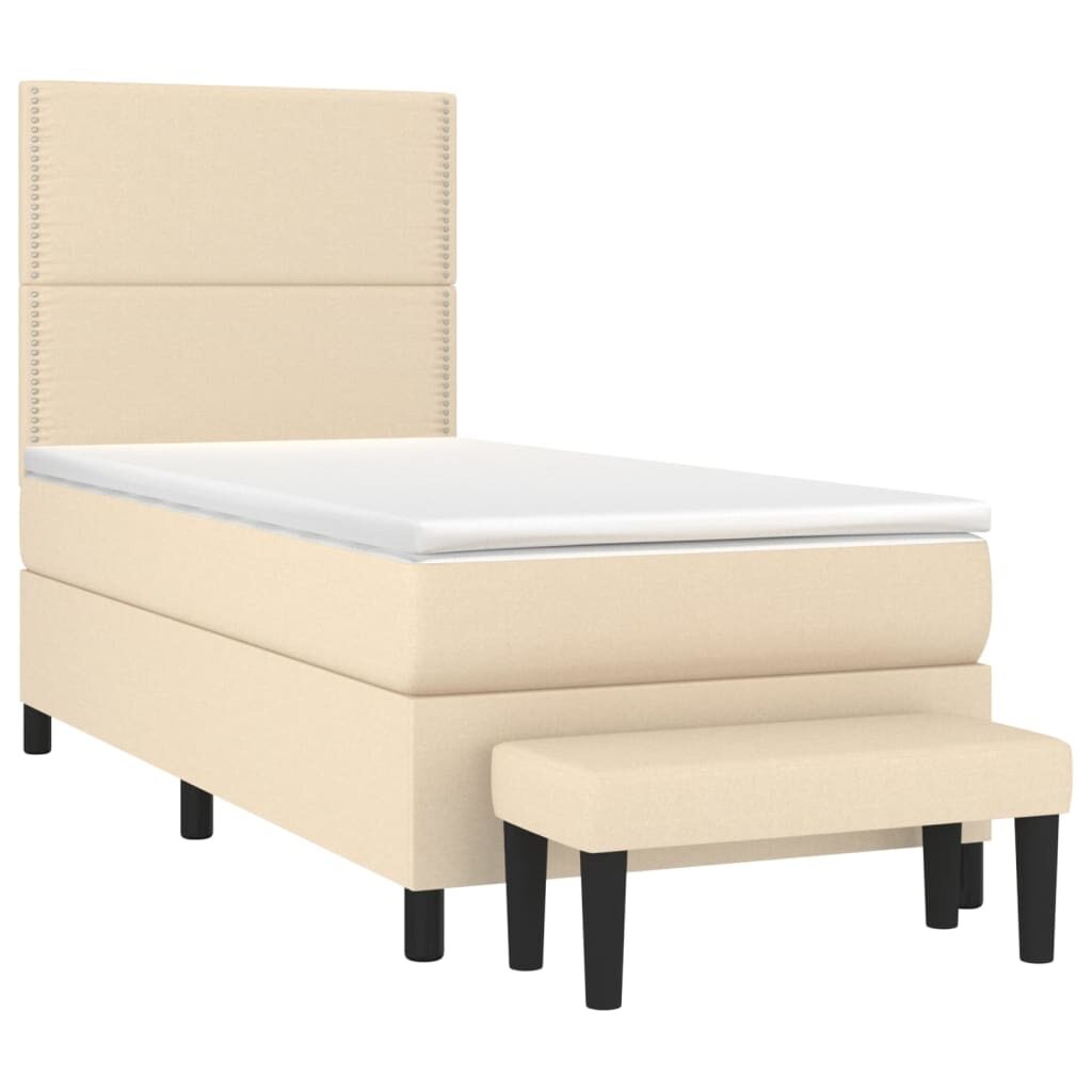 Κρεβάτι Boxspring με Στρώμα Κρεμ 90x200 εκ.Υφασμάτινο