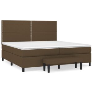 Κρεβάτι Boxspring με Στρώμα Σκούρο Καφέ 200x200 εκ. Υφασμάτινο