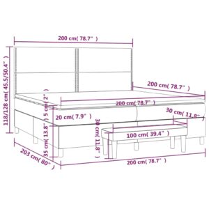 Κρεβάτι Boxspring με Στρώμα Σκούρο Καφέ 200x200 εκ. Υφασμάτινο