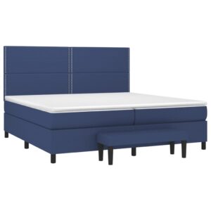 Κρεβάτι Boxspring με Στρώμα Μπλε 200x200 εκ. Υφασμάτινο