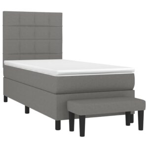 Κρεβάτι Boxspring με Στρώμα Σκούρο Γκρι 80x200 εκ. Υφασμάτινο