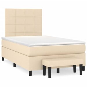 Κρεβάτι Boxspring με Στρώμα Κρεμ 120x200 εκ. Υφασμάτινο