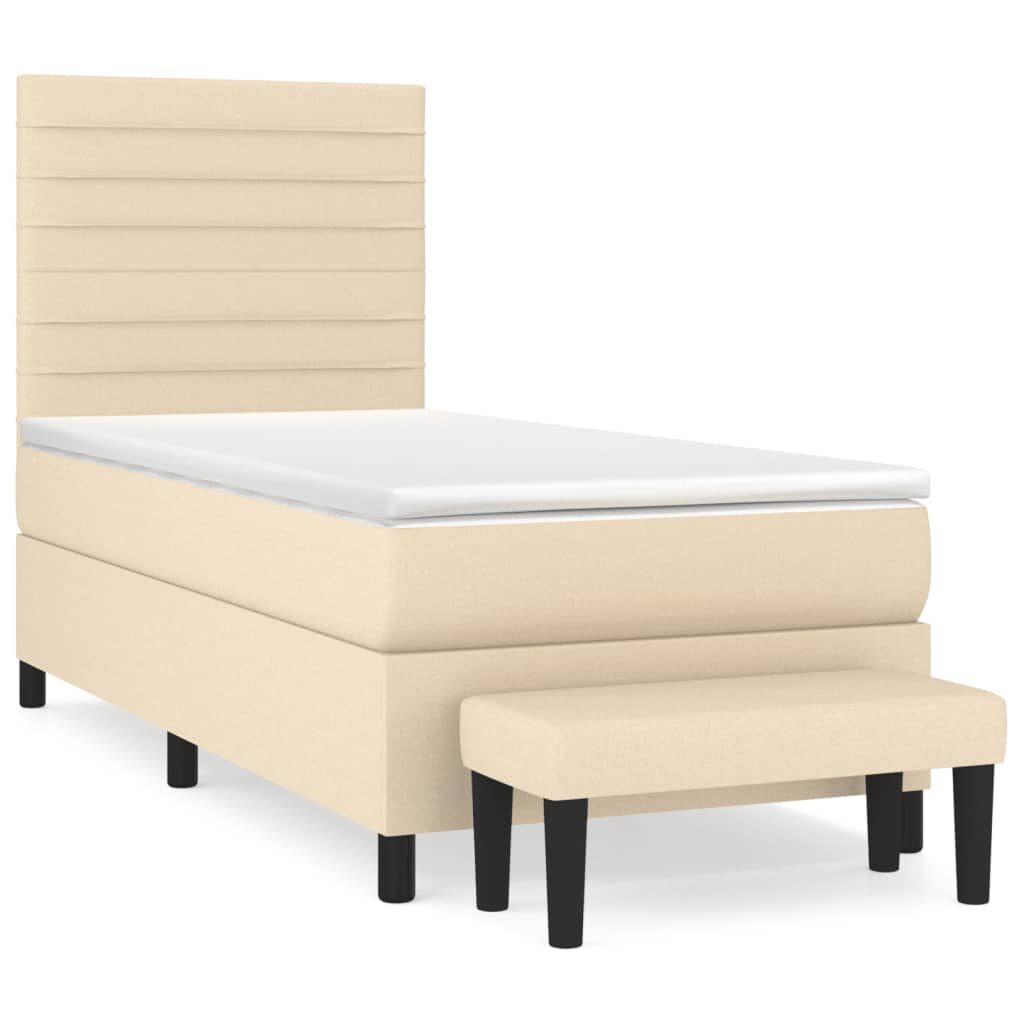 Κρεβάτι Boxspring με Στρώμα Κρεμ 80 x 200 εκ. Υφασμάτινο