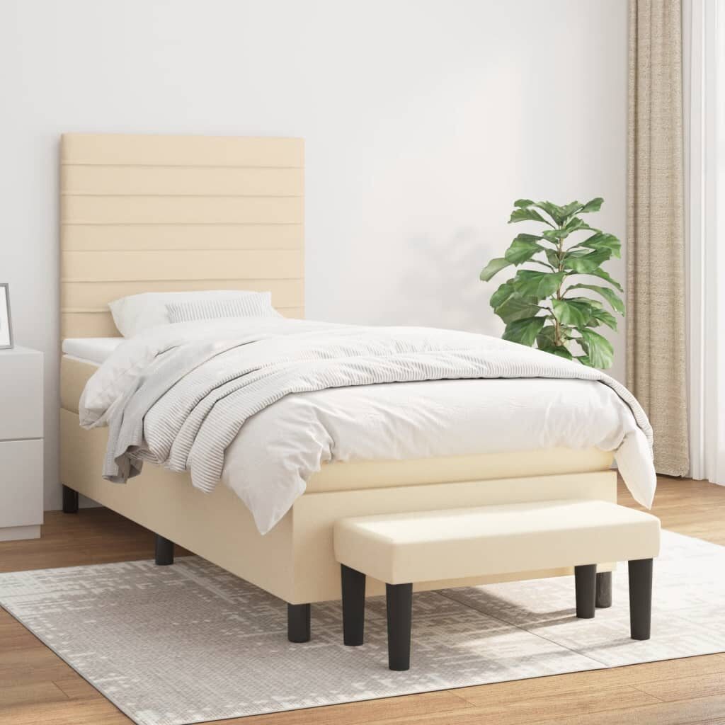 Κρεβάτι Boxspring με Στρώμα Κρεμ 90x200 εκ.Υφασμάτινο