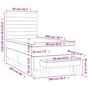 Κρεβάτι Boxspring με Στρώμα Ανοιχτό πράσινο 90x200εκ.Υφασμάτινο