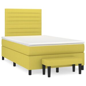 Κρεβάτι Boxspring με Στρώμα Ανοιχτό πράσινο120x200εκ.Υφασμάτινο