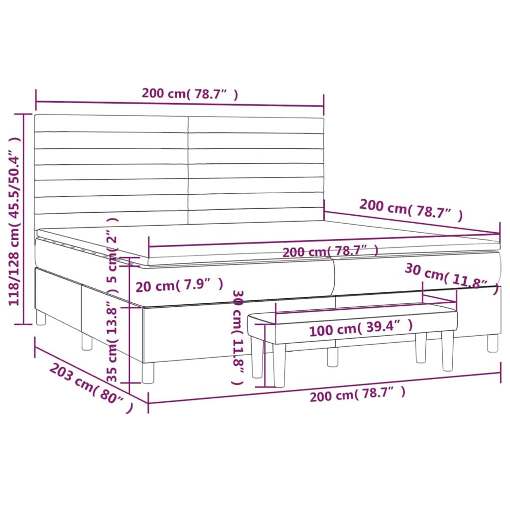 Κρεβάτι Boxspring με Στρώμα Σκούρο Καφέ 200x200 εκ. Υφασμάτινο