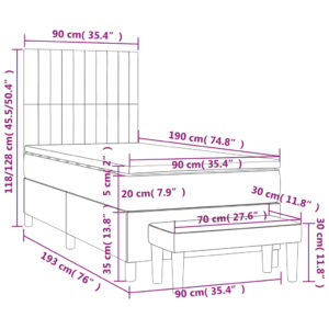 Κρεβάτι Boxspring με Στρώμα Ανοιχτό Πράσινο 90x190εκ Υφασμάτινο