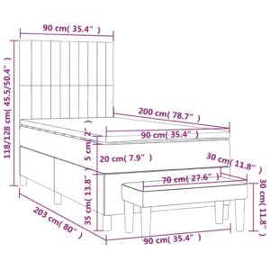 Κρεβάτι Boxspring με Στρώμα Κρεμ 90x200 εκ.Υφασμάτινο