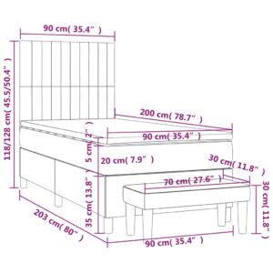 Κρεβάτι Boxspring με Στρώμα Ανοιχτό πράσινο 90x200εκ.Υφασμάτινο