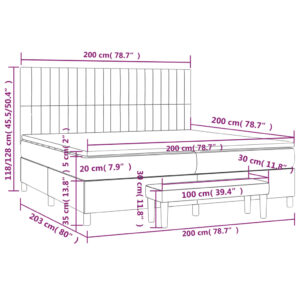 Κρεβάτι Boxspring με Στρώμα Σκούρο Γκρι 200x200 εκ. Υφασμάτινο