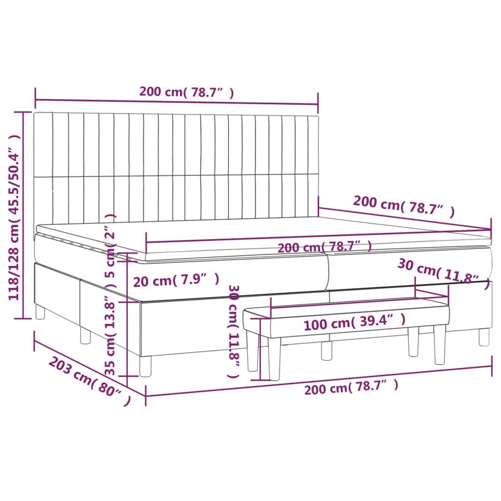 Κρεβάτι Boxspring με Στρώμα Σκούρο Καφέ 200x200 εκ. Υφασμάτινο