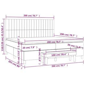 Κρεβάτι Boxspring με Στρώμα Σκούρο Καφέ 200x200 εκ. Υφασμάτινο