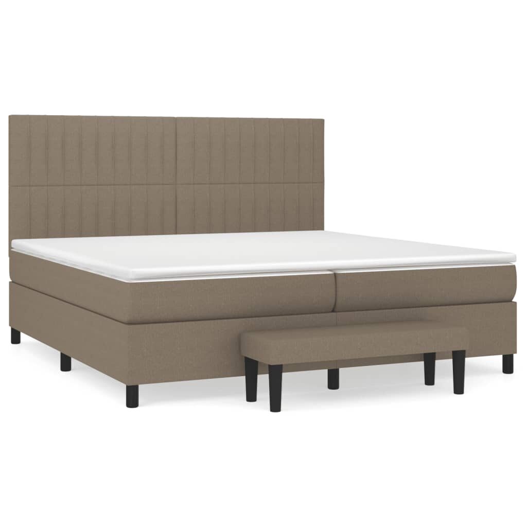 Κρεβάτι Boxspring με Στρώμα Taupe 200x200 εκ. Υφασμάτινο